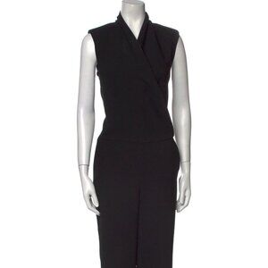 L'Agence V-Neck Cropped Black Tuxedo Jumpsuit size 6